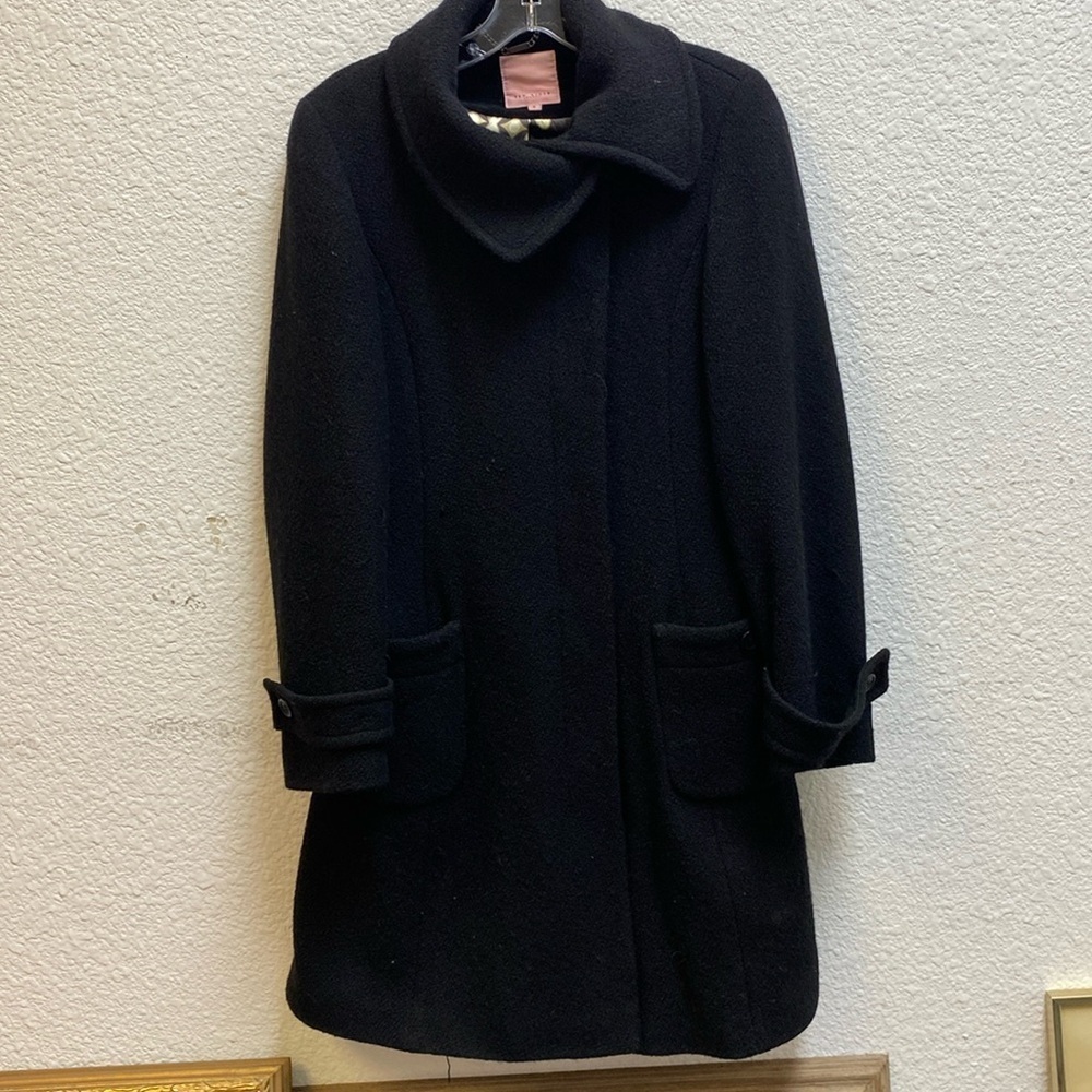 TED BAKER LADIES BLACK COAT MOHAIR BLEND SIZE M